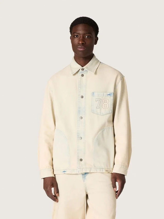 Jachetă de lucru pentru bărbați din denim de culoare nisip deschis