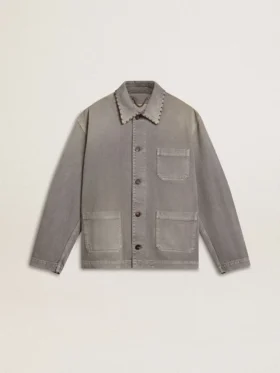 Jachetă din denim gri pentru bărbați, cu ținte
