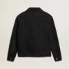 Jachetă din denim negru pentru bărbați, cu o singură spălare