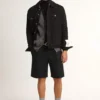 Jachetă din denim negru pentru bărbați, cu o singură spălare