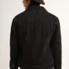 Jachetă din denim negru pentru bărbați, cu o singură spălare