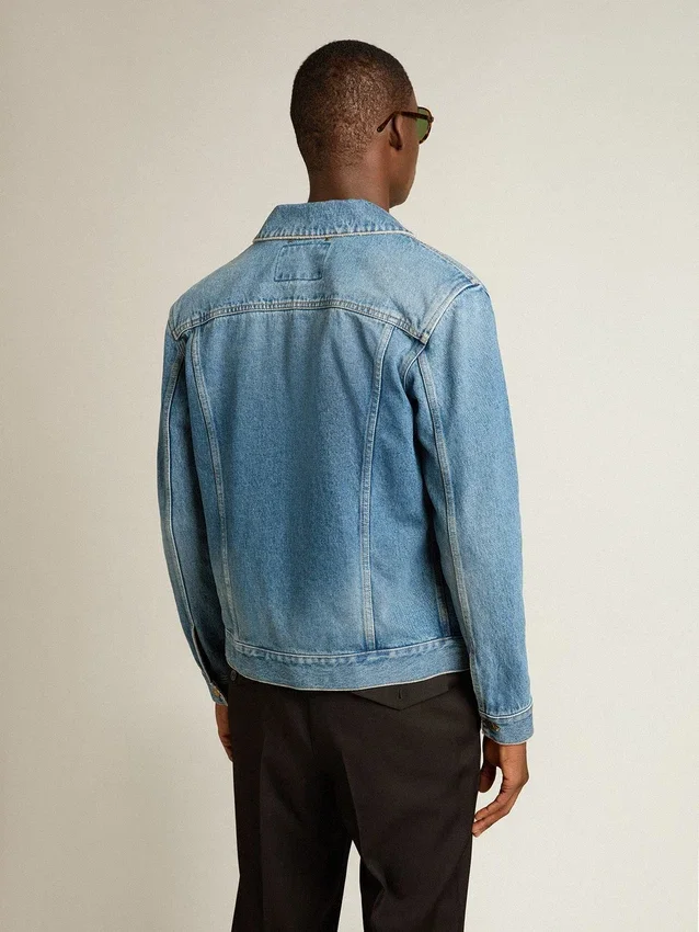 Jachetă din denim pentru bărbați, cu spălare medie