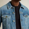 Jachetă din denim pentru bărbați, cu spălare medie