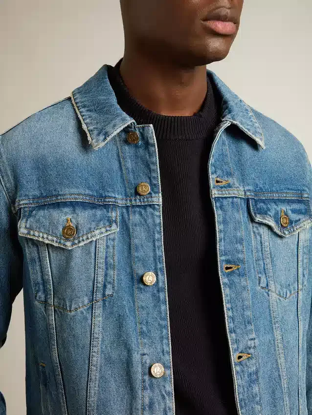 Jachetă din denim pentru bărbați, cu spălare medie
