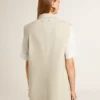 Jachetă fără mâneci din amestec de lână, de culoare kaki, pentru femei