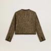 Jachetă Journey pentru femei din tweed de lână cu detalii din piele de căprioară de culoare cafea