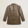 Jachetă pentru femei cu model în carouri și broderie cu paiete pe toată suprafața