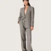 Pantaloni oversized pentru femei, cu model în carouri Prince of Wales gri