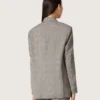 Jachetă pentru femei în carouri Prince of Wales gri, cu broderie cu cristale