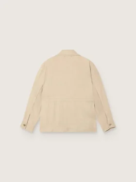 Jachetă safari pentru femei din viscoză bej cu model micro-chevron