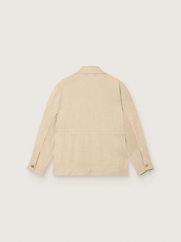 Jachetă safari pentru femei din viscoză bej cu model micro-chevron