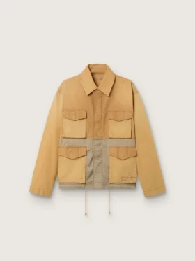 Jachetă safari unisex din bumbac bej și verde militar, cu buzunare mari