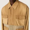 Jachetă safari unisex din bumbac bej și verde militar, cu buzunare mari