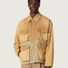 Jachetă safari unisex din bumbac bej și verde militar, cu buzunare mari