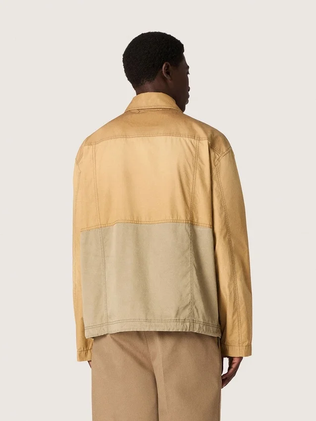 Jachetă safari unisex din bumbac bej și verde militar, cu buzunare mari