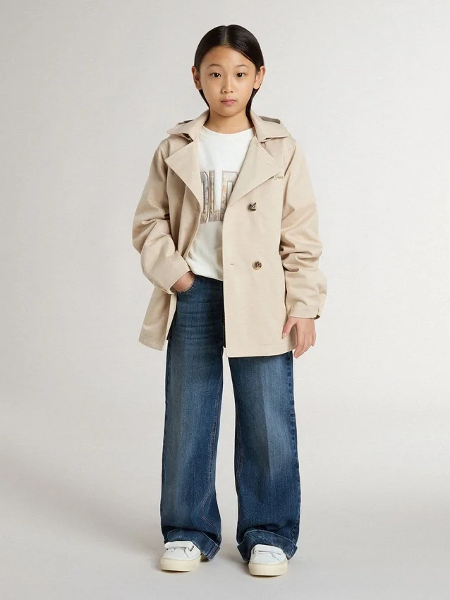 Jachetă tip trench pentru copii, cu vestă interioară detașabilă