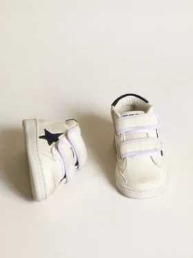 June Junior din piele nappa cu stea din piele de căprioară albastru închis și bandă la călcâi