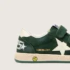 Junior Ball Star din piele de căprioară verde pădure, cu stea și bandă la călcâi din piele crem