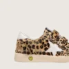 Junior Ball Star din piele de ponei cu imprimeu leopard, cu stea din piele albă și bandă la călcâi