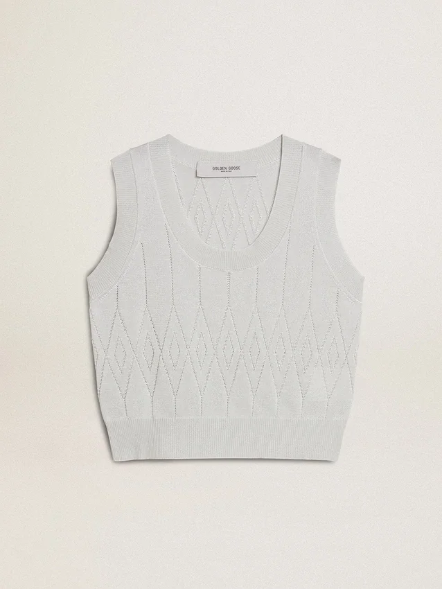 Maieu fără mâneci pentru femei, din tricot albastru deschis