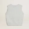Maieu fără mâneci pentru femei, din tricot albastru deschis