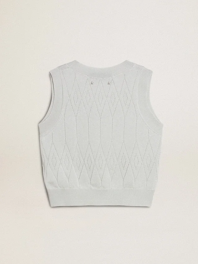 Maieu fără mâneci pentru femei, din tricot albastru deschis