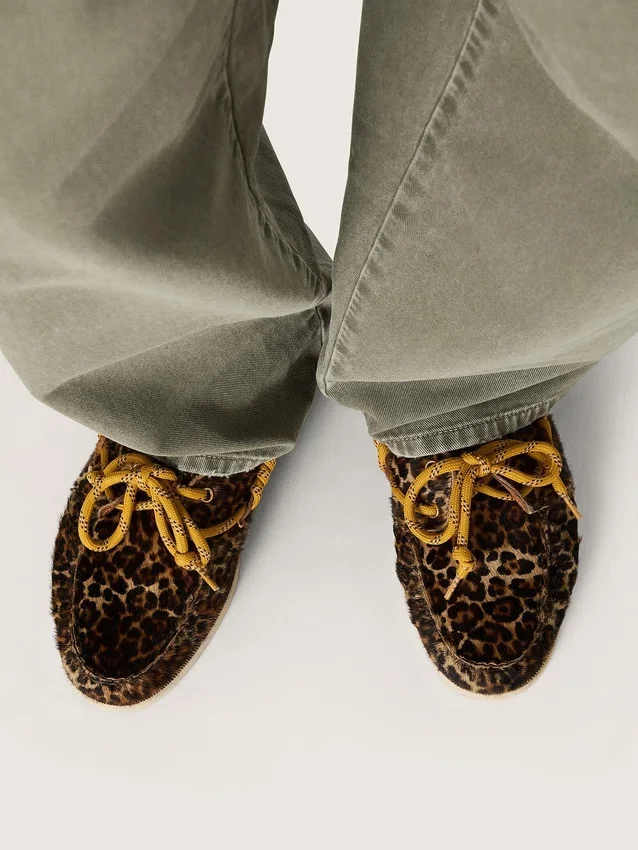 Mocasini Cruise pentru bărbați din piele de ponei cu imprimeu leopard