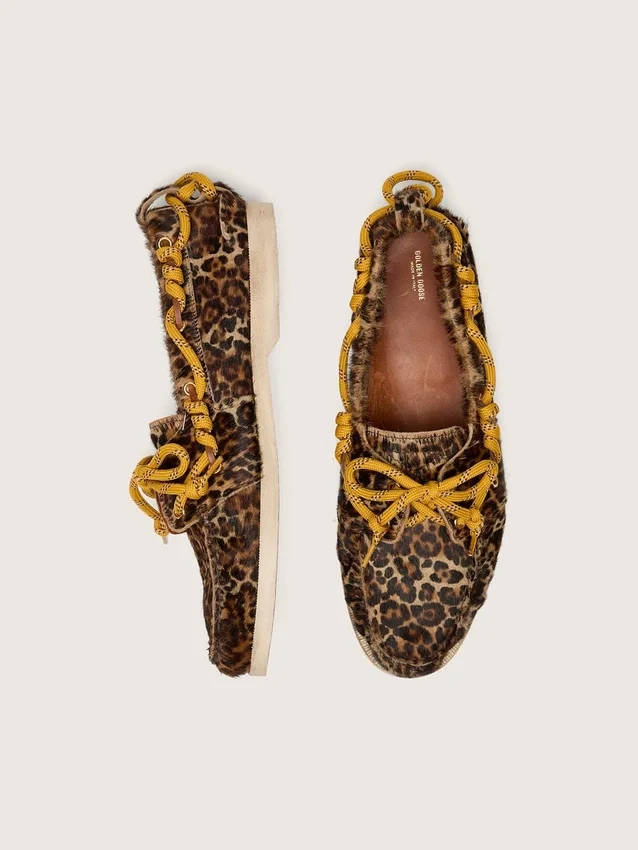 Mocasini Cruise pentru bărbați din piele de ponei cu imprimeu leopard