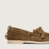 Mocasini Cruise pentru femei din piele de căprioară de culoare kaki, cu franjuri și mărgele multicolore