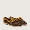 Mocasini de croazieră pentru femei din piele de ponei cu imprimeu leopard