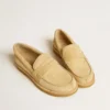 Mocasini Jerry din piele de căprioară cerată de culoare ecru