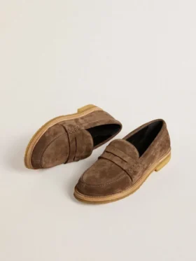 Mocasini Jerry pentru bărbați din piele de căprioară gri-porumbel