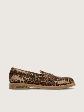 Mocasini Jerry pentru bărbați din piele de ponei cu imprimeu leopard