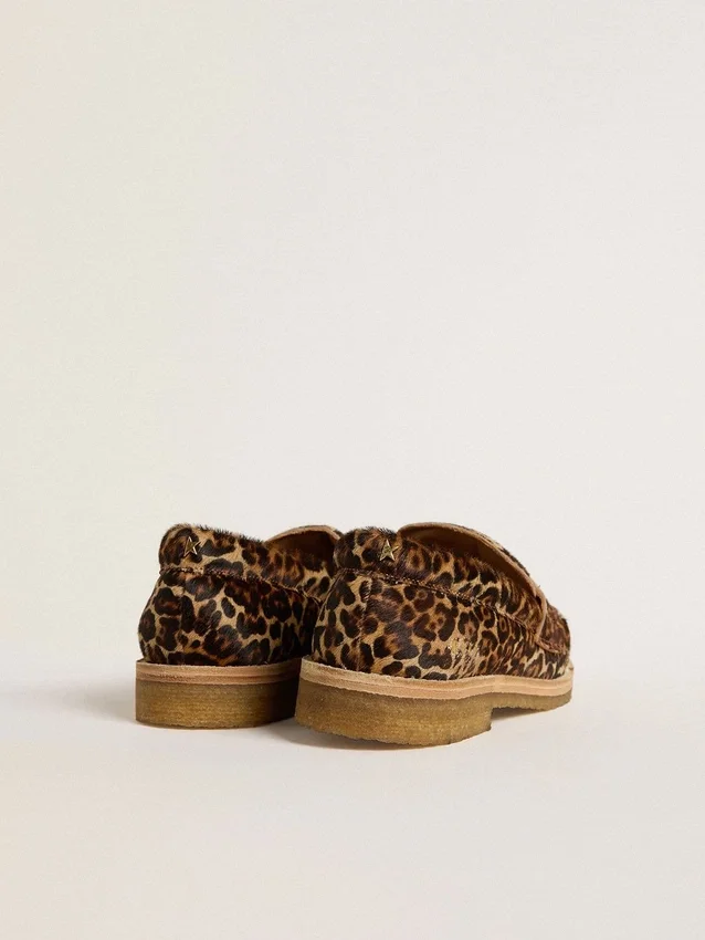 Mocasini Jerry pentru femei din piele de ponei cu imprimeu leopard