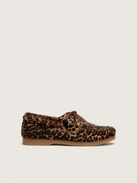 Mocasini Young Cruise din piele de ponei cu imprimeu leopard