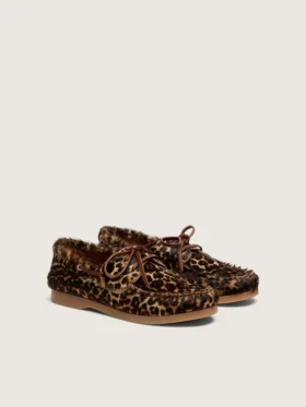 Mocasini Young Cruise din piele de ponei cu imprimeu leopard