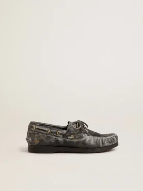 Mocasini Young Cruise din piele neagră cu aspect uzat