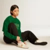 Model Ball Star pentru femei din piele nappa și piele de căprioară, cu stea cu sclipici și bandă neagră pe călcâi