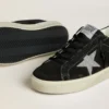 Model Hi Star pentru femei din piele de căprioară neagră cu stea din cristale Swarovski argintii