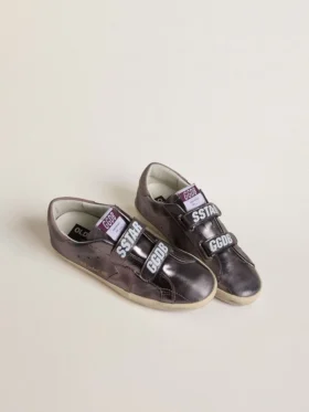 Model Old School pentru femei din piele laminată violetă, cu stea din nubuc liliac și bandă la călcâi