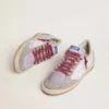 Modelul Ball Star LTD pentru femei din nailon liliac, cu stea din piele albă și inserții din piele de căprioară