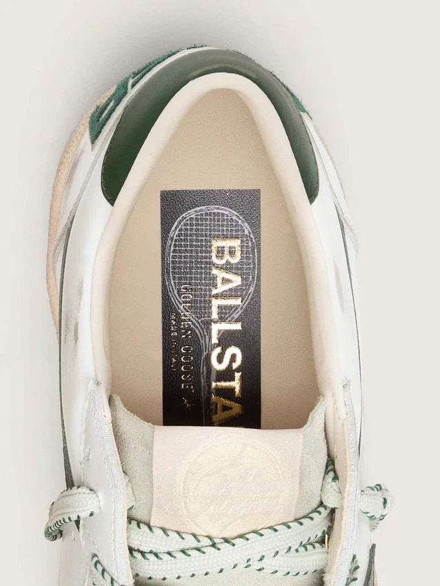 Modelul Ball Star LTD pentru bărbați, din piele albă cu stea verde și elemente Piele