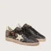 Modelul Ball Star LTD pentru femei din piele nappa de culoare abanos, cu broderie multicoloră și stea albă