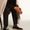 Modelul Ball Star pentru bărbați din piele de căprioară neagră cu stea din piele albă