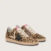 Modelul Ball Star pentru femei din piele de ponei cu imprimeu leopard, stea din piele neagră și bandă de călcâi