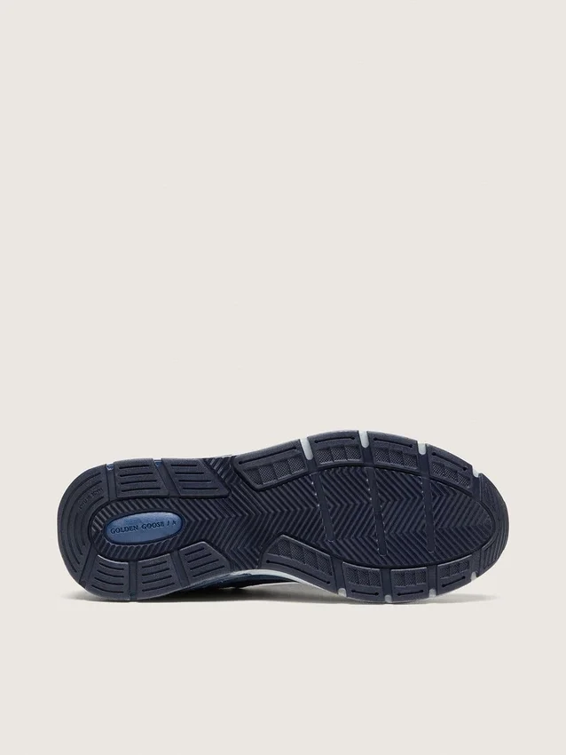 Modelul Dad-Star pentru femei din piele de căprioară albastru denim cu stea din piele argintie