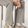 Modelul Dad-Star pentru femei din piele de căprioară gri-porumbel și plasă argintie, cu stea din piele albă și bandă din piele de căprioară pe călcâi
