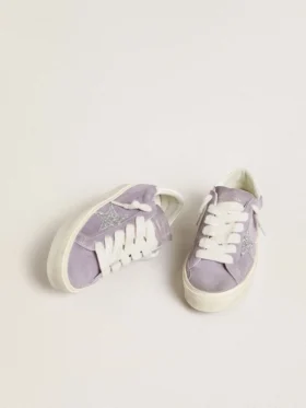 Modelul Hi Star pentru femei din piele de căprioară violetă cu stea argintie cu sclipici