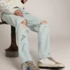 Modelul Mid Star pentru bărbați, cu stea din piele albastră și inserții din piele de căprioară gri-porumbel