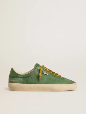 Modelul Soul Star pentru bărbați din piele de căprioară verde, cu bandă de piele verde la călcâi
